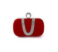 CORIOS Borsetta da Sera Donna Velluto Pochette Strass Cerimonia Clutch Pochette Piccolo con Catena Elegante Borse Messenger Borsa Sposa Borsa a Tracolla per Party Sposa Cocktail Festa Rosso
