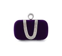 CORIOS Borsetta da Sera Donna Velluto Pochette Strass Cerimonia Clutch Pochette Piccolo con Catena Elegante Borse Messenger Borsa Sposa Borsa a Tracolla per Party Sposa Cocktail Festa Viola