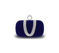 CORIOS Borsetta da Sera Donna Velluto Pochette Strass Cerimonia Clutch Pochette Piccolo con Catena Elegante Borse Messenger Borsa Sposa Borsa a Tracolla per Party Sposa Cocktail Festa Blu