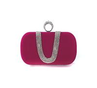 CORIOS Borsetta da Sera Donna Velluto Pochette Strass Cerimonia Clutch Pochette Piccolo con Catena Elegante Borse Messenger Borsa Sposa Borsa a Tracolla per Party Sposa Cocktail Festa Rosa