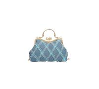 CORIOS Borsetta da Sera in Denim Donna Strass Clutch Pochette Piccolo con Catena Borsa a Mano con Perline Elegante Borsa a Spalla in Jeans Lussuosa Borse Messenger Borsa a Tracolla Blu