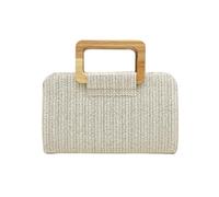CORIOS Borsetta da Sera in Paglia da Donna Intrecciata Clutch Bag Pochette Piccolo con Catena Borsa Sposa Elegante Lussuoso Borsa a Spalla a Tracolla per Cerimonia Cocktail Ballo Festa Bianco