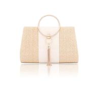 CORIOS Borsetta da Sera in Paglia da Donna Intrecciata Clutch con Frange Pochette Piccolo con Catena Borsa Sposa Elegante Borsa a Spalla Lussuoso Borsa a Tracolla per Cocktail Festa Ballo Giallo