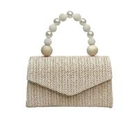 CORIOS Borsetta da Sera in Paglia da Donna Intrecciata Clutch Pochette Piccolo con Catena Borsa Sposa Elegante Lussuoso Borsa a Spalla a Tracolla per Cerimonia Cocktail Ballo Festa Cachi