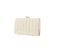 CORIOS Borsetta da Sera in Paglia Donna Intrecciata Clutch Bag Pochette Piccolo con Catena Elegante Borsa a Spalla Borsa Sposa Lussuoso Borsa a Tracolla Bianco