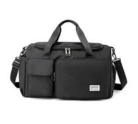 CORIOS Borsone da Viaggio per Uomo/Donna Borsone Palestra Pieghevole Borsone Sportiva Nylon Borsa per il Weekend Borsa a Tracolla Vacanza Bagaglio a Mano Leggera per Sport Viaggi Palestra Nero