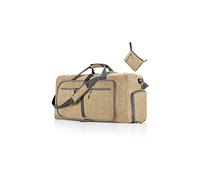 CORIOS Borsone da Viaggio Uomo/Donna 65L Pieghevole Borsa Sportiva Grande Bagaglio a Mano con Scomparto Scarpe Borsone Palestra Ultra-Leggero Piscina Palestra Weekender Pernottamento Beige