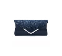 CORIOS Clutch Bag con Paillettes, Pochette Piccolo con Catena, Borsa Cerimonia da Sera Donna Elegante a Tracolla per Sposa, Cocktail, Festa, Ballo Blu Scuro