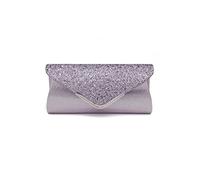 CORIOS Clutch Bag con Paillettes, Pochette Piccolo con Catena, Borsa da Sera Donna Elegante a Tracolla per Cerimonia, Sposa, Cocktail, Festa, Ballo - Grigio Chiaro