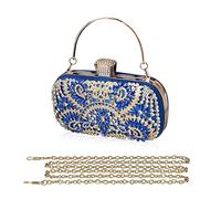 CORIOS Clutch Donna Cerimonia Borsetta da Sera Strass Borsa a Mano Pochette Piccolo con Catena Borsa a Tracolla Elegante Borsa a Spalla Per Fidanzamento Matrimonio Galà di Laurea Blu