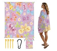 CORIOS Coperta da Spiaggia Impermeabile Anti Sabbia Tappetino da Spiaggia Sottile 4 Angoli di Fissaggio Anti Sabbia Portatile Coperta da Picnic per Spiaggia Picnic Escursionismo Campeggio STD-001-25