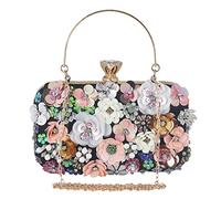 CORIOS Donna Borsa Sera Fiore Pochette Nozze Pochette da Sera Eleganti Borsette Borsa a Spalla Borsa a Tracolla Borse Messenger per Festa Banchetti Ballo Nozze Nero