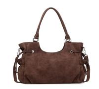 CORIOS Elegante Borsa a Mano da Donna Borsa a Spalla a Tracolla con Coulisse PU Pelle Borse Messenger Grande Capacità Borsa per la Spesa Moda Tote per Viaggio Lavoro Shopping Marrone