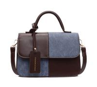 CORIOS Elegante Borsa a Mano da Donna Borsa a Spalla a Tracolla con Design Patchwork PU Pelle Borse Messenger Crossbody Tote con Cinturino Rimovibile e Regolabile per Viaggio Lavoro Caffè Blu L