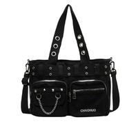 CORIOS Elegante Borsa a Mano da Donna Borsa a Spalla in Tela Borsa a Tracolla Grande Capacità Borse Messenger Borsa Ascellare Retrò Righe Borse Tote per Viaggio Shopping Lavoro Uso Quotidiano Nero