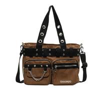 CORIOS Elegante Borsa a Mano da Donna Borsa a Spalla in Tela Borsa a Tracolla Grande Capacità Borse Messenger Borsa Ascellare Retrò Righe Borse Tote per Viaggio Shopping Lavoro Uso Quotidiano Marrone