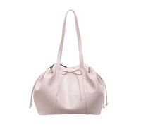 Corios Borsa a Mano e Tracolla Secchiello in PU pelle con Fiocco Grande Capacità Rosa Chiaro