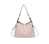 CORIOS Elegante Borsa a Mano da Donna PU Pelle Borsa a Spalla a Tracolla Borsa a Secchiello con Motivo Rombi Piccolo Borsa Ascellare Retro Borse Messenger Viaggio Shopping Lavoro Tote Beige