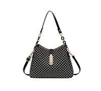 CORIOS Elegante Borsa a Mano da Donna PU Pelle Borsa a Spalla a Tracolla Borsa a Secchiello con Motivo Rombi Piccolo Borsa Ascellare Retro Borse Messenger Viaggio Shopping Lavoro Tote Nero