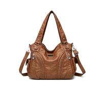 CORIOS Elegante Borsa a Spalla da Donna Borsa a Tracolla con Tessuto Intrecciato PU Pelle Borse Messenger Grande Borsa a Mano Moda Lavoro Viaggi Shopping Uso Quotidiano Tote Caramello