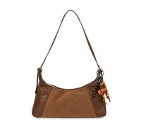 CORIOS Elegante Borsa a Tracolla a Spalla da Donna Borse Messenger con Ciondolo di Perle di Legno PU Pelle Borsa a Mano Grande Capacità Borsa Ascellare Viaggio Shopping Lavoro Tote Marrone