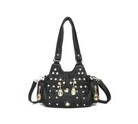CORIOS Moda Borsa a Mano da Donna Borsa a Spalla a Tracolla con Decorazione a Rivetti PU Pelle Borse Messenger con Molte Tasche Viaggi Lavoro Shopping Uso Quotidiano Tote Nero