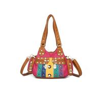 CORIOS Moda Borsa a Mano da Donna Borsa a Spalla a Tracolla con Decorazione a Rivetti PU Pelle Borse Messenger con Molte Tasche Viaggi Lavoro Shopping Uso Quotidiano Tote Multicolore