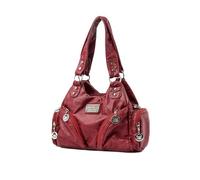 CORIOS Moda Borsa a Mano da Donna PU Pelle Borsa a Spalla a Tracolla Borse Messenger con Molte Tasche Versatile Viaggi Lavoro Shopping Uso Quotidiano Tote Rosso Vino