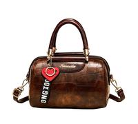 CORIOS Moda Borsa Boston da donna Borse a Spalla a Tracolla con Ciondolo Cuore PU Pelle Borse a Mano Borse Messenger con Texture Pietra Elegante Tote per Viaggi Lavoro Shopping Marrone