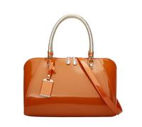 CORIOS Moda Borsa Boston Donna Borse a Mano in PU Pelle Lucida Borse a Spalla a Tracolla con Tracolla Rimovibile Regolabile Elegante Borse Messenger Tote per Viaggi Lavoro Shopping Arancione