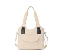 CORIOS Nylon Borsa a Spalla da Donna Impermeabile Borsa a Mano Casuale Borsa a Tracolla Leggero Borse Tote Multifunzionale Borse Messenger per Viaggi Lavoro Shopping Uso Quotidiano Beige