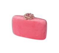 CORIOS Pochette Clutch Donna Velluto Borsetta da Sera Pochette Piccolo con Catena Borsa a Spalla Borsa Sposa Borse Messenger Elegante Borsa a Tracolla per Cocktail Festa Ballo Cerimonia Rosa