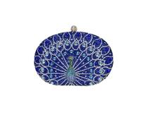 CORIOS Pochette da Pavone Donna Borsetta da Sera con Strass Pochette Piccolo con Catena Elegante Borsa a Spalla Gorgeous Borsa a Tracolla Borse Messenger per Cocktail Cerimonia Festa Ballo Blu