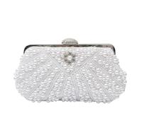 CORIOS Pochette da Sera con Perle, Borsa a Tracolla Scintillante ed Elegante con Catena, Clutch Retro e di Lusso per Sposa, Festa, Cocktail Party - Bianco