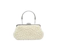 CORIOS Pochette da Sera con Perle, Borsa Scintillante a Tracolla con Catena, Clutch Retro Elegante per Sposa, Cocktail, Festa Party - Beige