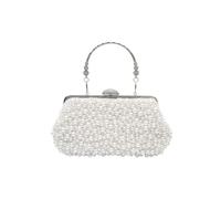 CORIOS Pochette da Sera con Perle da Donna Scintillante con Catena Lusso Clutch Retro Borsa a Tracolla Elegante per Sposa, Cocktail, Festa Party Bianco