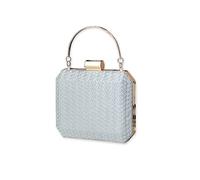 CORIOS Pochette da Sera Donna con Catena Bling - Borsa a Mano e Tracolla Elegante per Sposa, Cerimonia, Cocktail, Festa, Ballo - Argento