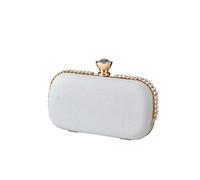 CORIOS Pochette Donna Borsetta da Sera Strass Clutch Borsa Scintillante Cerimonia Pochette Piccolo con Catena Elegante Borsa a Tracolla Borsa a Spalla per Party Sposa Cocktail Festa Matrimonio Bianco