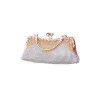 CORIOS Pochette Donna Strass Clutch Borsetta da Sera con Catena Scintillante Elegante a Spalla e Tracolla per Cocktail Festa Ballo Cerimonia Argento