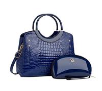 CORIOS PU Pelle Borsa a Mano da donna Modello Coccodrillo Borsa a Tracolla Impermeabile Borse a Spalla Grande Capacità Borsa per la Spesa Retro Borsa Tote Elegante Borse Messenger 2 Pezzi Blu