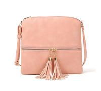 CORIOS PU Pelle Borsa a Tracolla da Donna Borse Messenger a Spalla con Frange Medio Borsa per la Spesa Ascellare Elegante Retro Borsa a Mano Viaggio Shopping Lavoro Tote Rosa