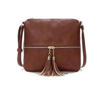 CORIOS PU Pelle Borsa a Tracolla da Donna Borse Messenger a Spalla con Frange Medio Borsa per la Spesa Ascellare Elegante Retro Borsa a Mano Viaggio Shopping Lavoro Tote Rosso Marrone