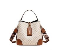 CORIOS Retro Borsa a Spalla a Tracolla da Donna PU Pelle Borsa a Mano Borsa a Secchiello con Motivo Vintage Piccolo Tote Elegante Borse Messenger per Lavoro Viaggio Shopping Kaki a Rombi
