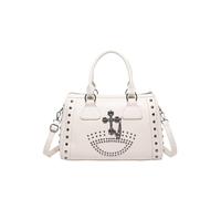 CORIOS Retrò Borse a Mano Punk Borsa a Tracolla da donna Borsa Boston con Rivetti Croce Decorazioni PU Pelle Borse a Spalla Grande Capacità Borsa per la Spesa Elegante Borse Messenger Tote Bianco