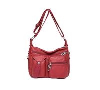 Corios Borsa Messenger Donna Retrò in Pelle PU - Molte Tasche, Cinghie Regolabili - Rosso Vino