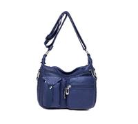 CORIOS Retrò Borse Messenger da Donna Borsa a Spalla a Tracolla in Pelle PU Borsa a Mano con Molte Tasche e Cinghie Regolabili Vintage Shopping Viaggi Lavoro Uso Quotidiano Tote Blu