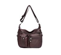 CORIOS Retrò Borse Messenger da Donna Borsa a Spalla a Tracolla in Pelle PU Borsa a Mano con Molte Tasche e Cinghie Regolabili Vintage Shopping Viaggi Lavoro Uso Quotidiano Tote Marrone Scuro