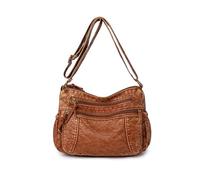 CORIOS Retro Borse Messenger da Donna PU Pelle Borsa a Spalla a Tracolla Borsa a Mano con Molte Tasche Tote con Cinturino Regolabile per Lavoro Shopping Viaggi Uso Quotidiano Marrone