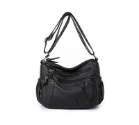 CORIOS Retro Borse Messenger da Donna PU Pelle Borsa a Spalla a Tracolla Borsa a Mano con Molte Tasche Tote con Cinturino Regolabile per Lavoro Shopping Viaggi Uso Quotidiano Nero