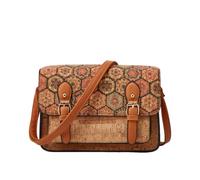 CORIOS Stile Boho Borse Messenger da donna Borse a Spalla a Tracolla in Sughero con Patta Borse a Mano con Stampa Etnica Retro Tote per Quotidiano Viaggi Lavoro Shopping Fiore Quadrato